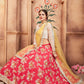 Rajwada Red Embroidered Silk Blend Semi Stitched Lehenga With Blouse For Women