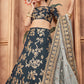 Rajwada Grey Embroidered Art Silk Semi Stitched Lehenga With Blouse For Women