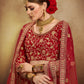 Rajwada Women Red Elegant Semi Stitched Lehenga With Unstitched Blouse
