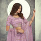Rajwada Mauve Embroidered Soft Net Semi Stitched Lehenga With Blouse For Women