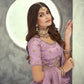Rajwada Mauve Embroidered Soft Net Semi Stitched Lehenga With Blouse For Women