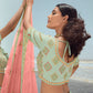 Rajwada Women Sea Green Georgette Embroidered Semi Stitched Lehenga With Unstitched Blouse