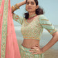 Rajwada Women Sea Green Georgette Embroidered Semi Stitched Lehenga With Unstitched Blouse