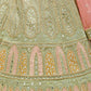 Rajwada Women Green Organza Embroidered Semi Stitched Lehenga With Unstitched Blouse