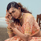 Rajwada Women Peach Embroidered Georgette Semi Stitched Lehenga With Unstitched Blouse
