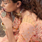 Rajwada Women Peach Embroidered Georgette Semi Stitched Lehenga With Unstitched Blouse