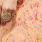 Rajwada Women Peach Embroidered Georgette Semi Stitched Lehenga With Unstitched Blouse