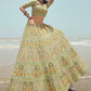 Rajwada Women Green Embroidered Georgette Semi Stitched Lehenga With Unstitched Blouse
