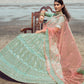 Rajwada Women Sea Green Embroidered Organza Semi Stitched Lehenga With Unstitched Blouse