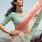 Rajwada Women Sea Green Embroidered Organza Semi Stitched Lehenga With Unstitched Blouse