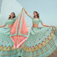 Rajwada Women Light Blue Georgette Semi Stitched Lehenga With Unstitched Blouse