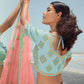 Rajwada Women Light Blue Georgette Semi Stitched Lehenga With Unstitched Blouse