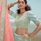 Rajwada Women Light Blue Georgette Semi Stitched Lehenga With Unstitched Blouse