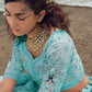 Rajwada Women Light Blue Embroidered Georgette Semi Stitched Lehenga With Unstitched Blouse