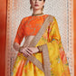 Rajwada Women Designer Yellow Organza Semi Stitched Lehenga With  Unstitched Blouse