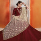 Rajwada Women Art Silk Maroon Semi Stitched Lehenga With Unstitched Blouse