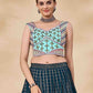 Rajwada Women Teal Embroidered Semi Stitched Lehenga With Unstitched Blouse