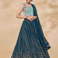 Rajwada Women Teal Embroidered Semi Stitched Lehenga With Unstitched Blouse