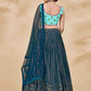 Rajwada Women Teal Embroidered Semi Stitched Lehenga With Unstitched Blouse
