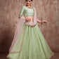 Rajwada Women Green Sequins Sassy Semi Stitched Lehenga With Unstitched Blouse