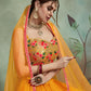 Rajwada Women Mustard Color Soft Net Sequins Semi Stitched Lehenga With Unstitched Blouse
