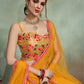 Rajwada Women Mustard Color Soft Net Sequins Semi Stitched Lehenga With Unstitched Blouse
