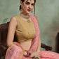 Rajwada Women Peach Soft Net Seqins Semi Stitched Lehenga With Unstitched Blouse