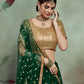 Rajwada Women Stylish Dark Green Soft Net Semi Stitched Lehenga With Unstitched Blouse