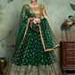 Rajwada Women Stylish Dark Green Soft Net Semi Stitched Lehenga With Unstitched Blouse