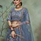 Rajwada Women Grey Designer Semi Stitched Lehenga With Unstitched Blouse