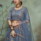 Rajwada Women Grey Designer Semi Stitched Lehenga With Unstitched Blouse