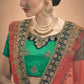 Rajwada Women Green Embroidered Bridal Semi Stitched Lehenga With Unstitched Blouse