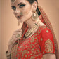 Rajwada Women Red Embroidered Bridal Semi Stitched Lehenga With Unstitched Blouse