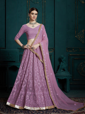 Rajwada Women Designer Purple Soft Net Semi Stitched Lehenga With Unstitched Blouse