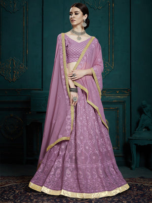 Rajwada Women Designer Purple Soft Net Semi Stitched Lehenga With Unstitched Blouse