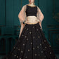 Rajwada Women Black Classy Semi Stitched Lehenga With Unstitched Blouse