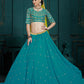 Rajwada Women Teal Georgette Sassy Semi Stitched Lehenga With Unstitched Blouse