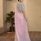 Rajwada Pink Embroidered Organza Saree With Unstitched Blouse For Women