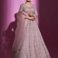 Rajwada Women Peach Georgette Embroidered Semi Stitched Lehenga With Unstitched Blouse