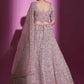 Rajwada Women Peach Georgette Embroidered Semi Stitched Lehenga With Unstitched Blouse