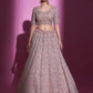 Rajwada Women Peach Georgette Embroidered Semi Stitched Lehenga With Unstitched Blouse