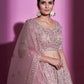 Rajwada Women Peach Georgette Embroidered Semi Stitched Lehenga With Unstitched Blouse