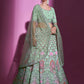 Rajwada Women Sea Green Georgette Embroidered Semi Stitched Lehenga With Unstitched Blouse