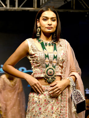 Rajwada Women Multicolor Net Semi Stitched Lehenga With Unstitched Blouse