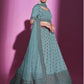 Rajwada Women Blue Silk Blend Embroidered Semi Stitched Lehenga With Unstitched Blouse