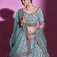 Rajwada Women Blue Silk Blend Embroidered Semi Stitched Lehenga With Unstitched Blouse