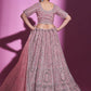 Rajwada Women Pink Silk Blend Embroidered Semi Stitched Lehenga With Unstitched Blouse
