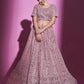 Rajwada Women Pink Silk Blend Embroidered Semi Stitched Lehenga With Unstitched Blouse