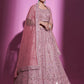 Rajwada Women Pink Silk Blend Embroidered Semi Stitched Lehenga With Unstitched Blouse
