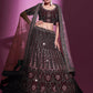 Rajwada Women Violet Crepe Embroidered Semi Stitched Lehenga With Unstitched Blouse